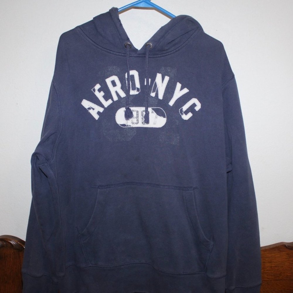 Aeropostale Blue Hoodie Sweatshirt Size Large